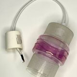 Vintage white and mauve pink frosted glass pendant lamp