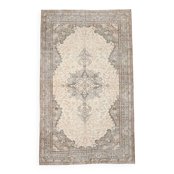 Tapis vintage classique marron et beige 5 x 9, 163 x 267 cm