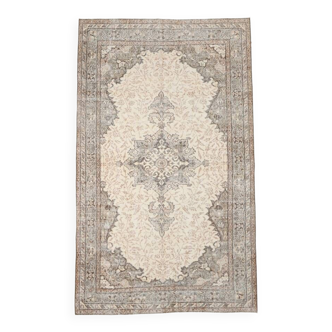 Tapis vintage classique marron et beige 5 x 9, 163 x 267 cm