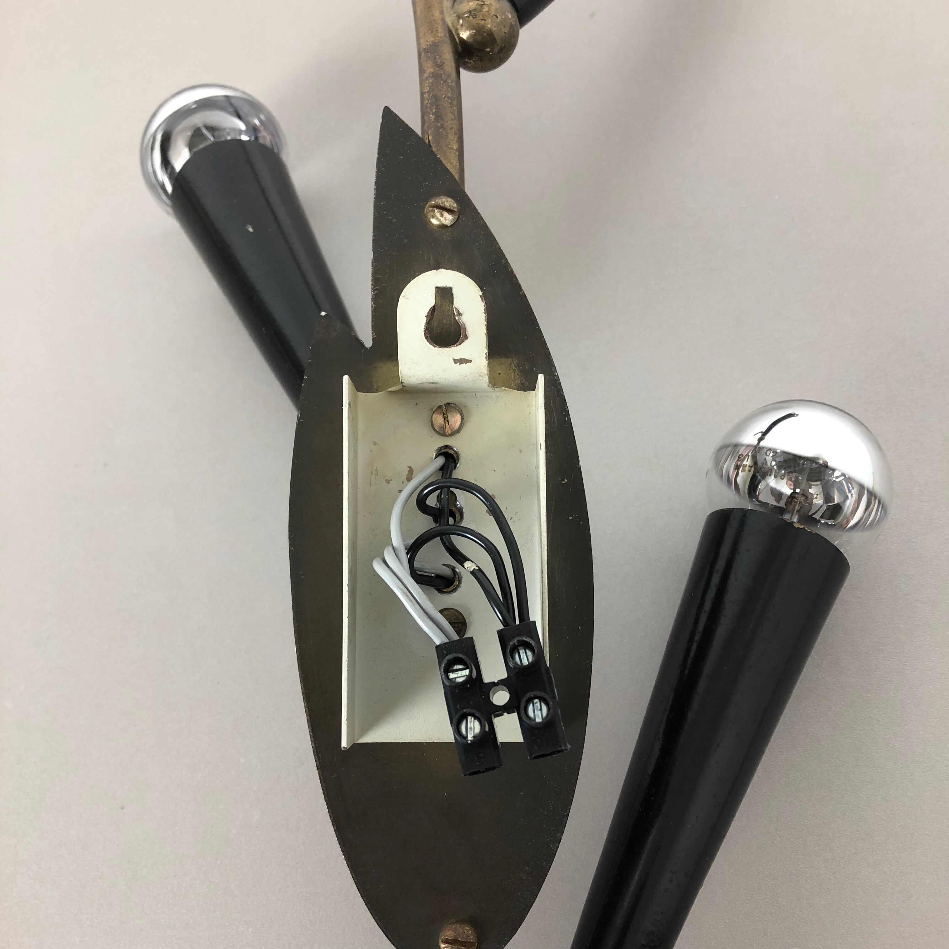 Extra Large Modernist Brass Floral Theatre Wall Light Sconces, France, 1950