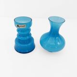 Turquoise blue opaline glass tealight candle holder, Magnor Glassverk 1960