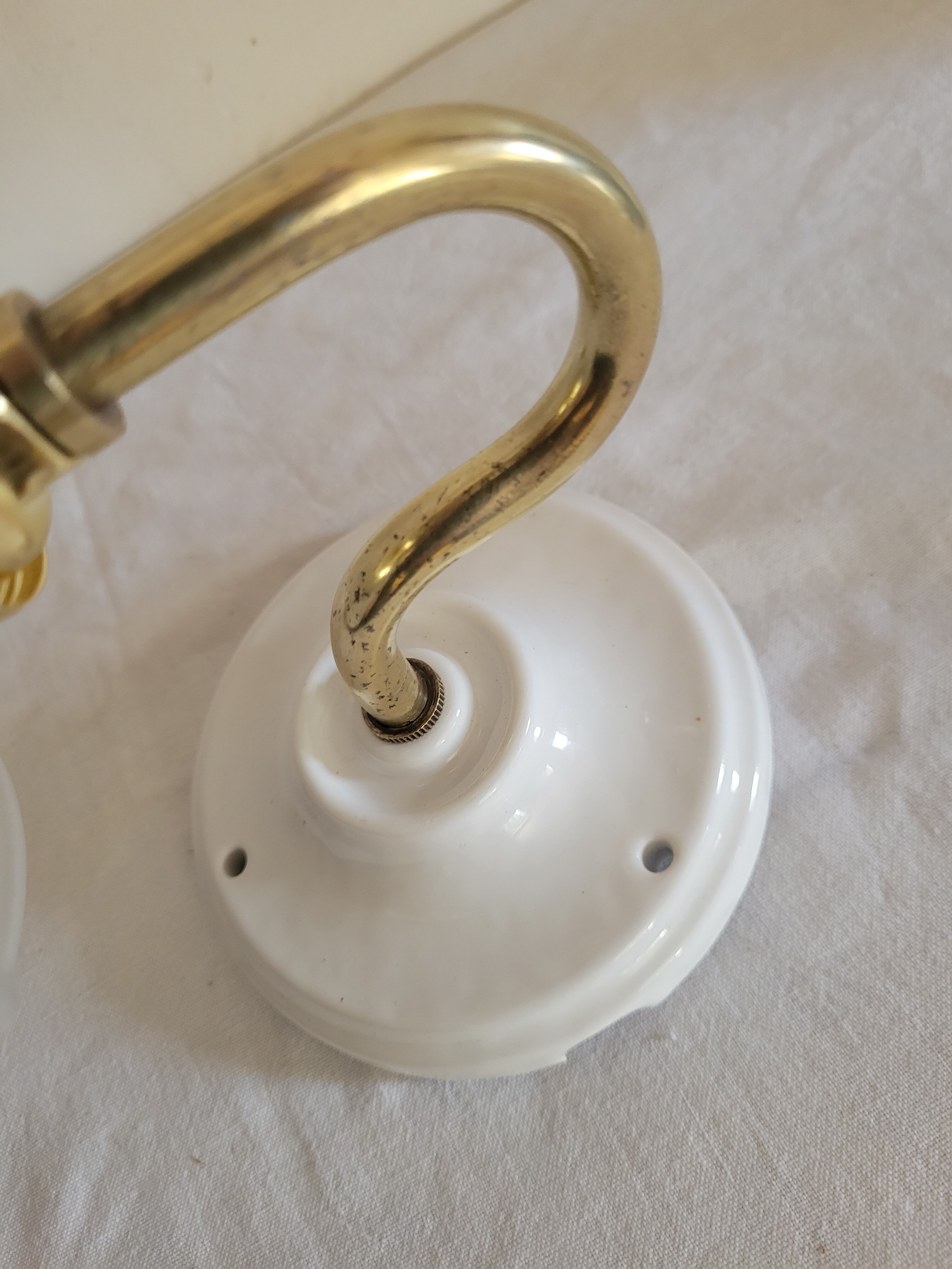 Brass flower and frosted glass sconce