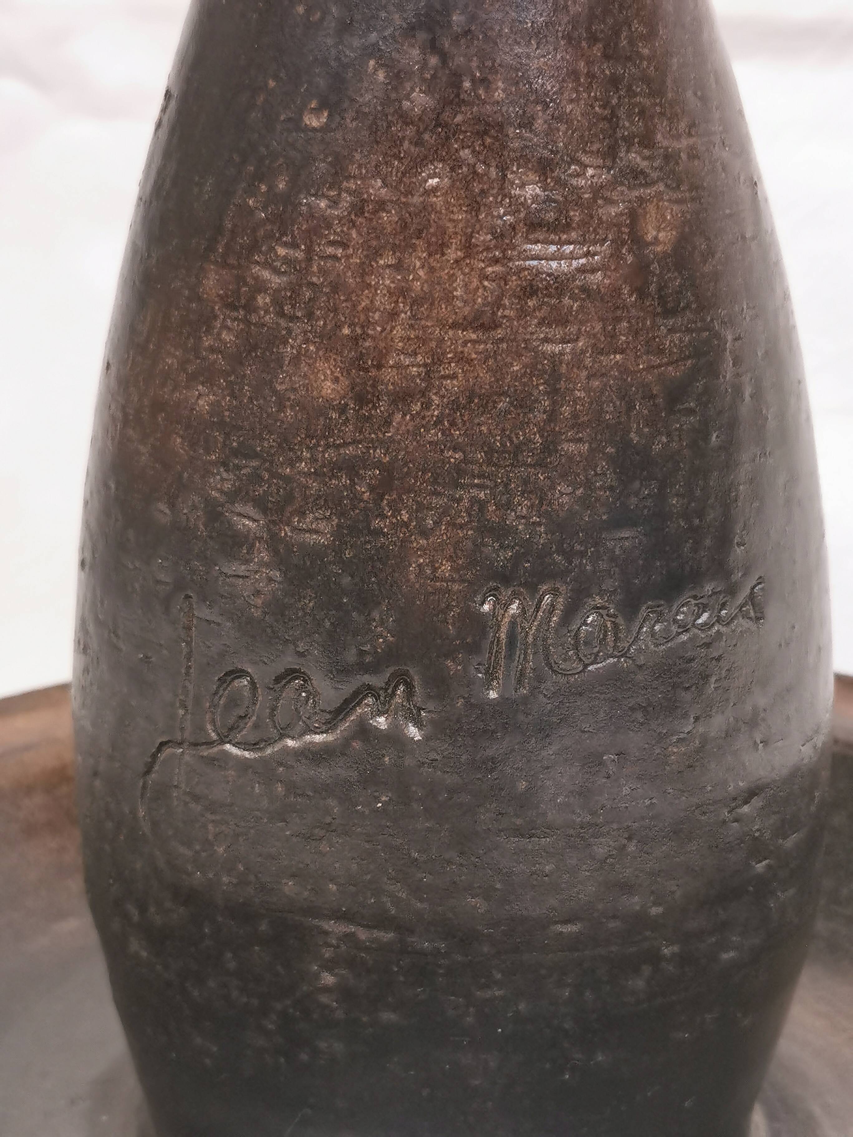 Grand bougeoir, vase . céramique signée jean marais