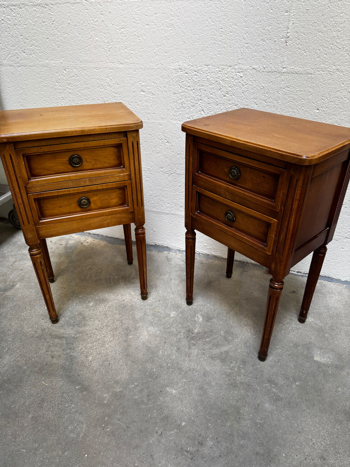 Pair of Louis XVI style bedside tables