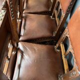 Renaissance-oak and leather style chairs