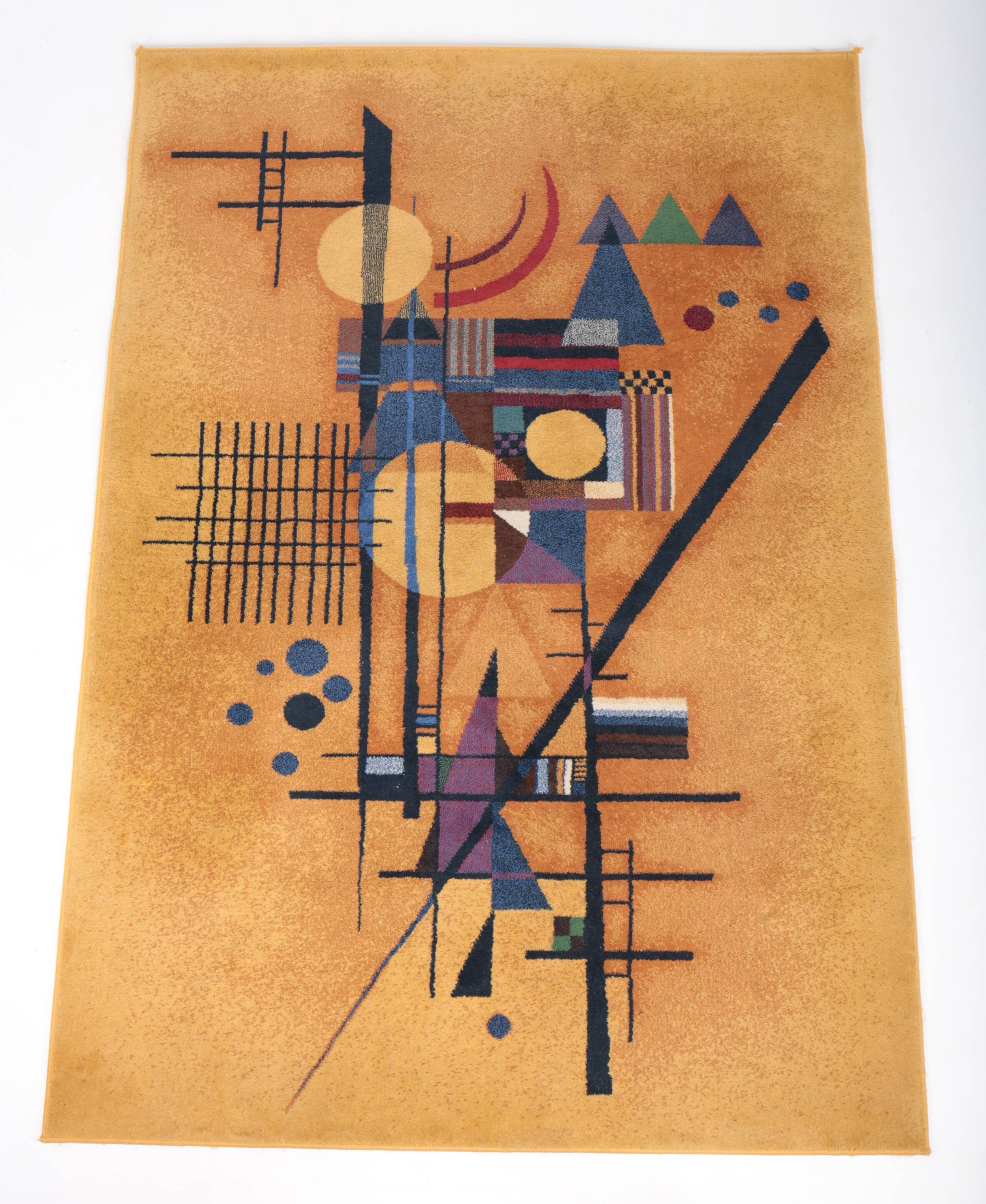 Vintage rug, abstract composition inspired by Kandinsky
