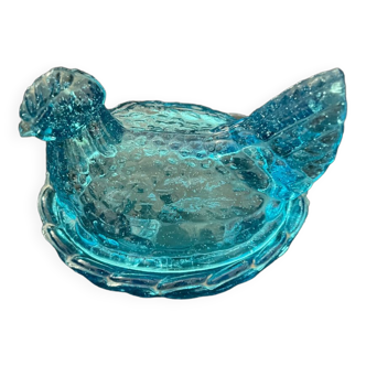 Hen made of rare slag glass