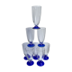 Set of 8 glasses of champagne with blue feet 60s-70s