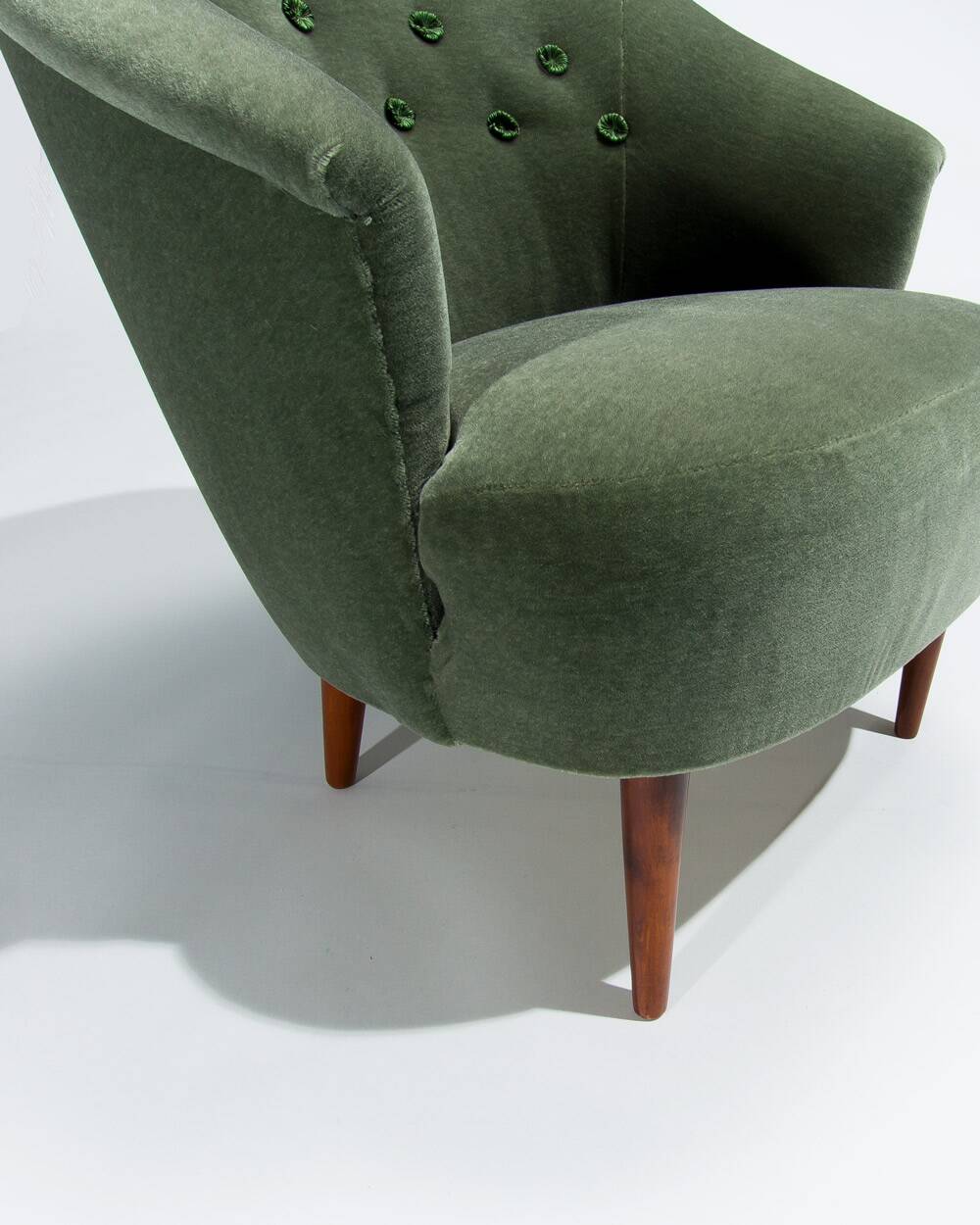 Carl Malmsten Swedish Lounge Chair, 1950s, in Mohair Velvet by Chase Erwin