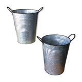 Pair of galvanized buckets basin garden bucket