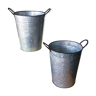 Pair of galvanized buckets basin garden bucket