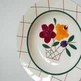 Set of 6 soup plates with flowers and tiles Gien model "Esterel", 1950