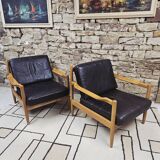 Pair of 1970s leather armchairs