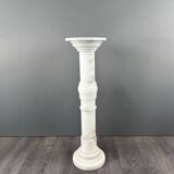 Carved White Marble Column, Mid-20th Century