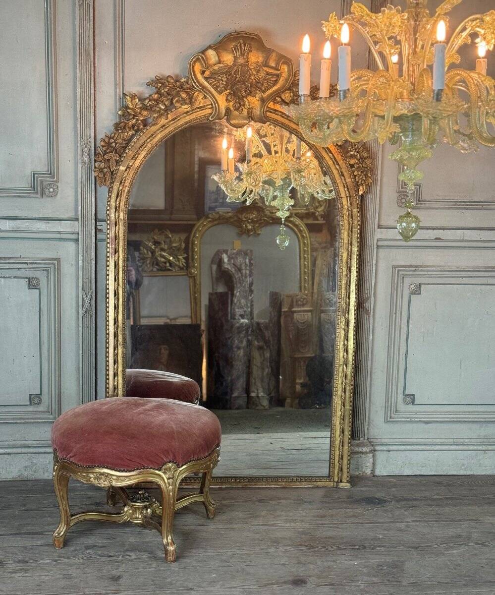 Louis XV Style Footrest in Carved and Gilded Wood Circa 1880