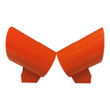 A set of "Nathue" wall lamps (meaning night cap) in a retro red colour, 1970s Denmark.