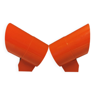 A set of "Nathue" wall lamps (meaning night cap) in a retro red colour, 1970s Denmark.