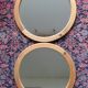 Pair of round Scandinavian pine mirrors from the 70s