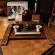 Wood inkwell and zinc complete with porcelain inkwells