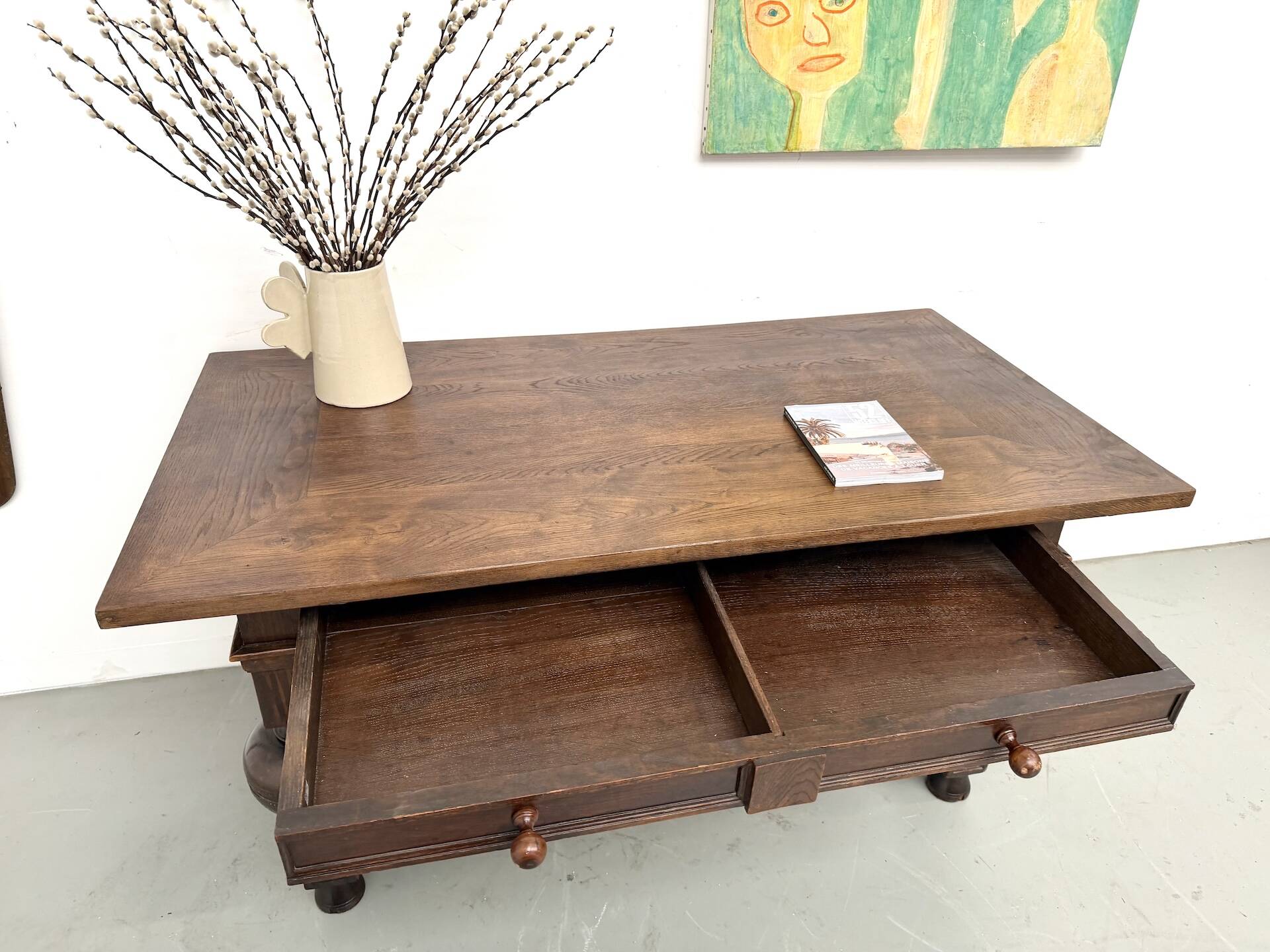 Neo-Renaissance desk in solid oak, circa 1900