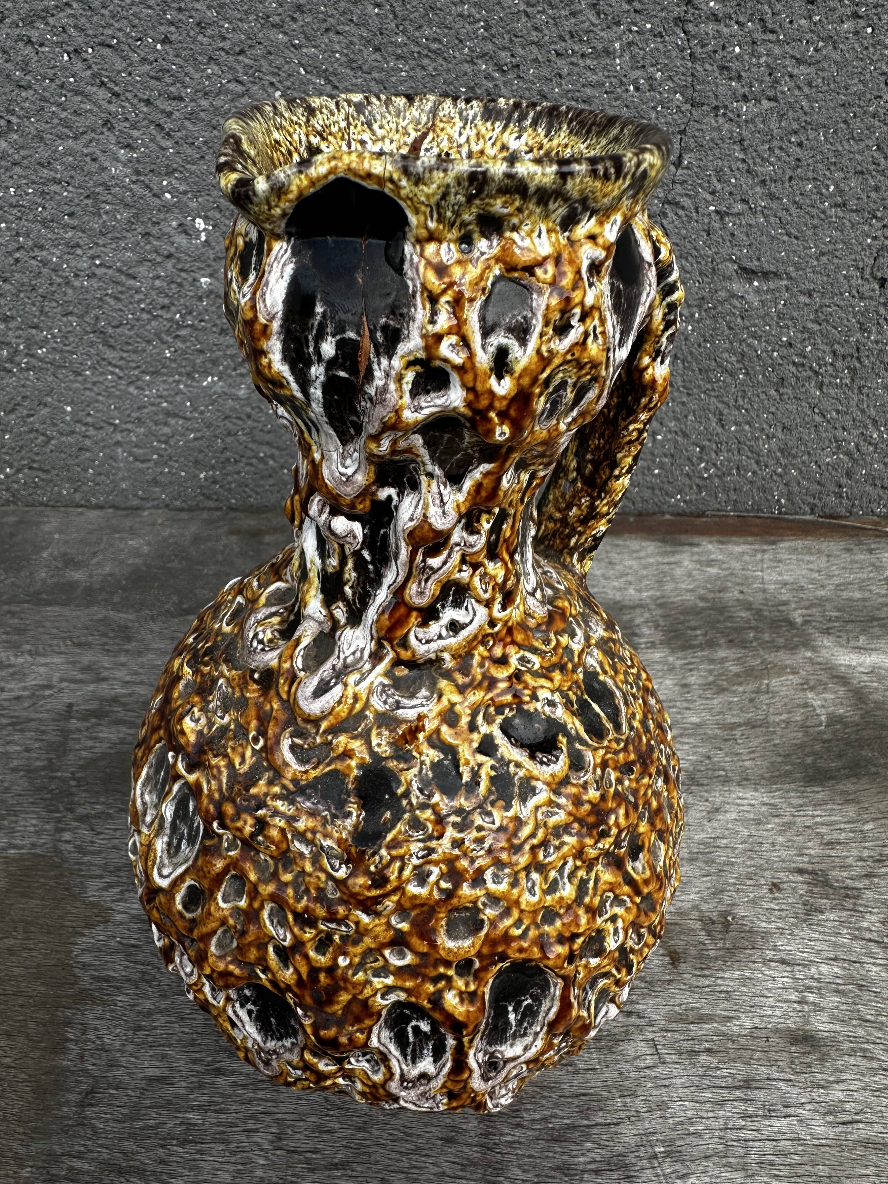 Vallauris Fat Lava or Honey Pitcher/Vase, 25 cm High - Vintage 70s