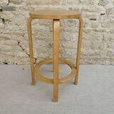 High stool in light wood, 60s