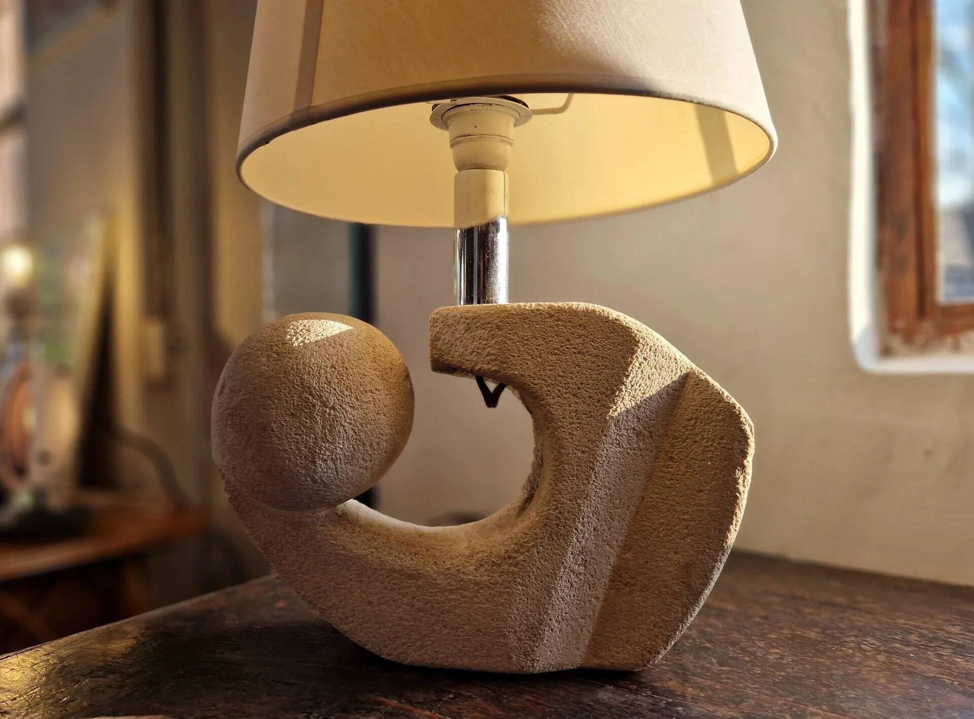 Stone sculptural lamp by Albert Tormos, France