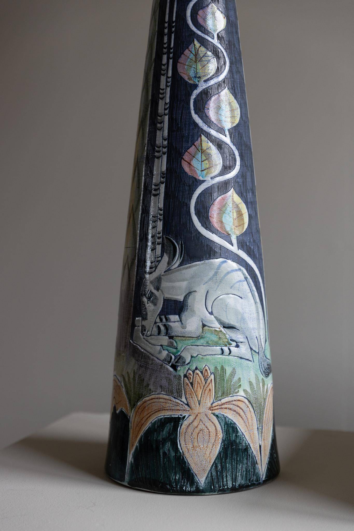 Marian Zawadzki "Oryx" Unique Floor Lamp, Tilgmans Ceramic, Sweden, Dated 1960