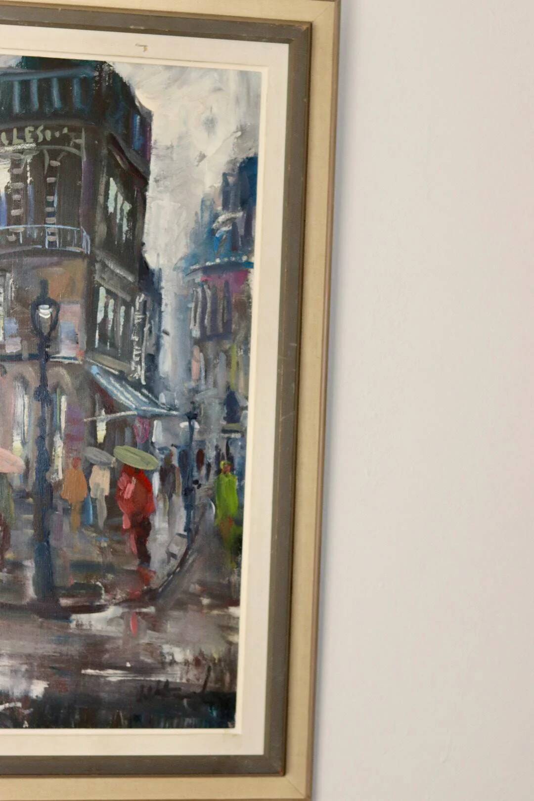 Peinture à l'huile sur panneau du milieu du siècle « Paris »