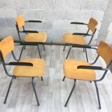 Set of 4 vintage chairs with armrests
