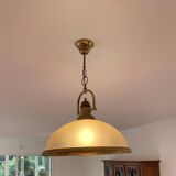 Lustre coupole verre et laiton