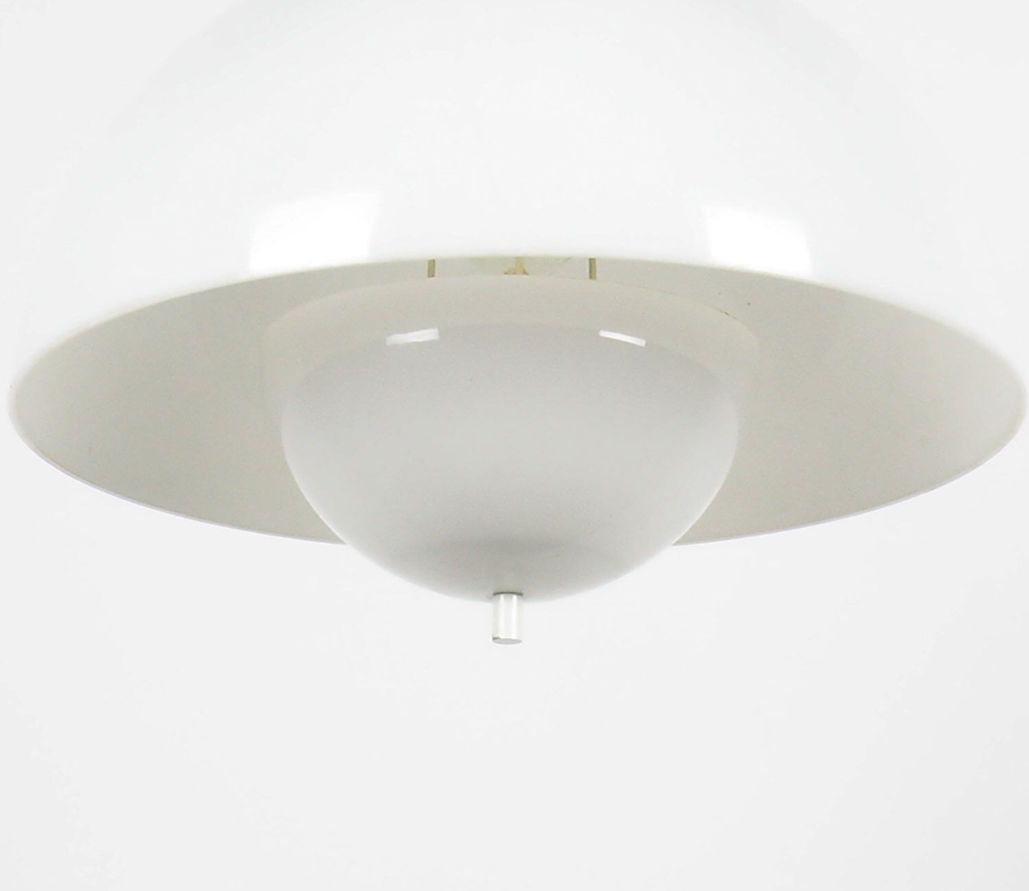Space Age vintage white bol hanging lamp, 1970's