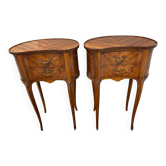 Pair of Louis XV kidney-shaped bedside tables