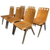 Series of 6 stackable industrial chairs, Roland Rainer for Emil & Alfred Pollak, ca 1950