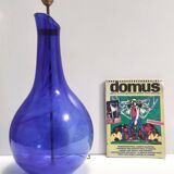 Blue Murano Glass Table Lamp with or without Fabric Lampshade, Italy