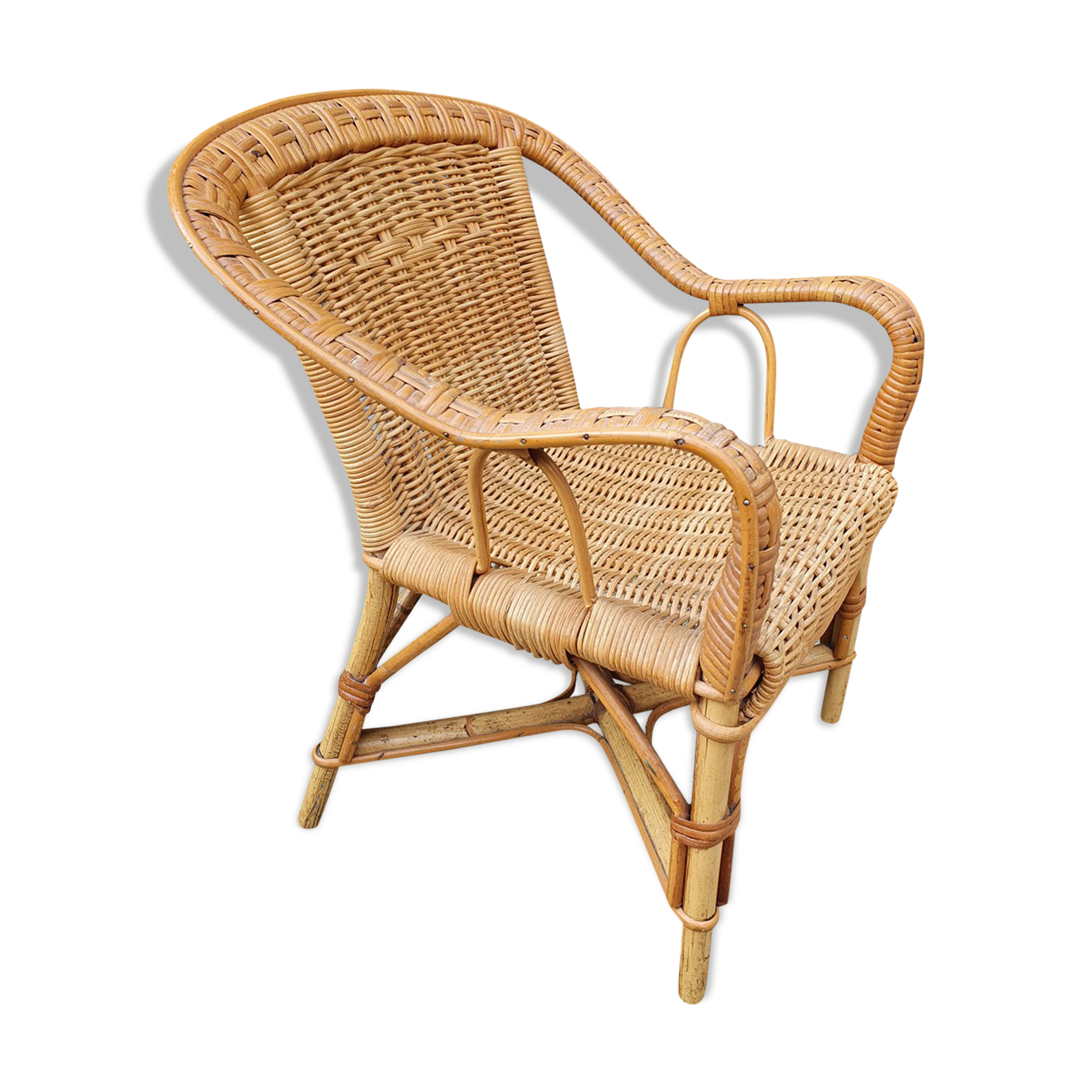 Fauteuil en rotin et bambou, vintage, années 60