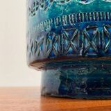 Italian blue ceramic vase Rimini by Aldo Londi for Bitossi, 1960s.