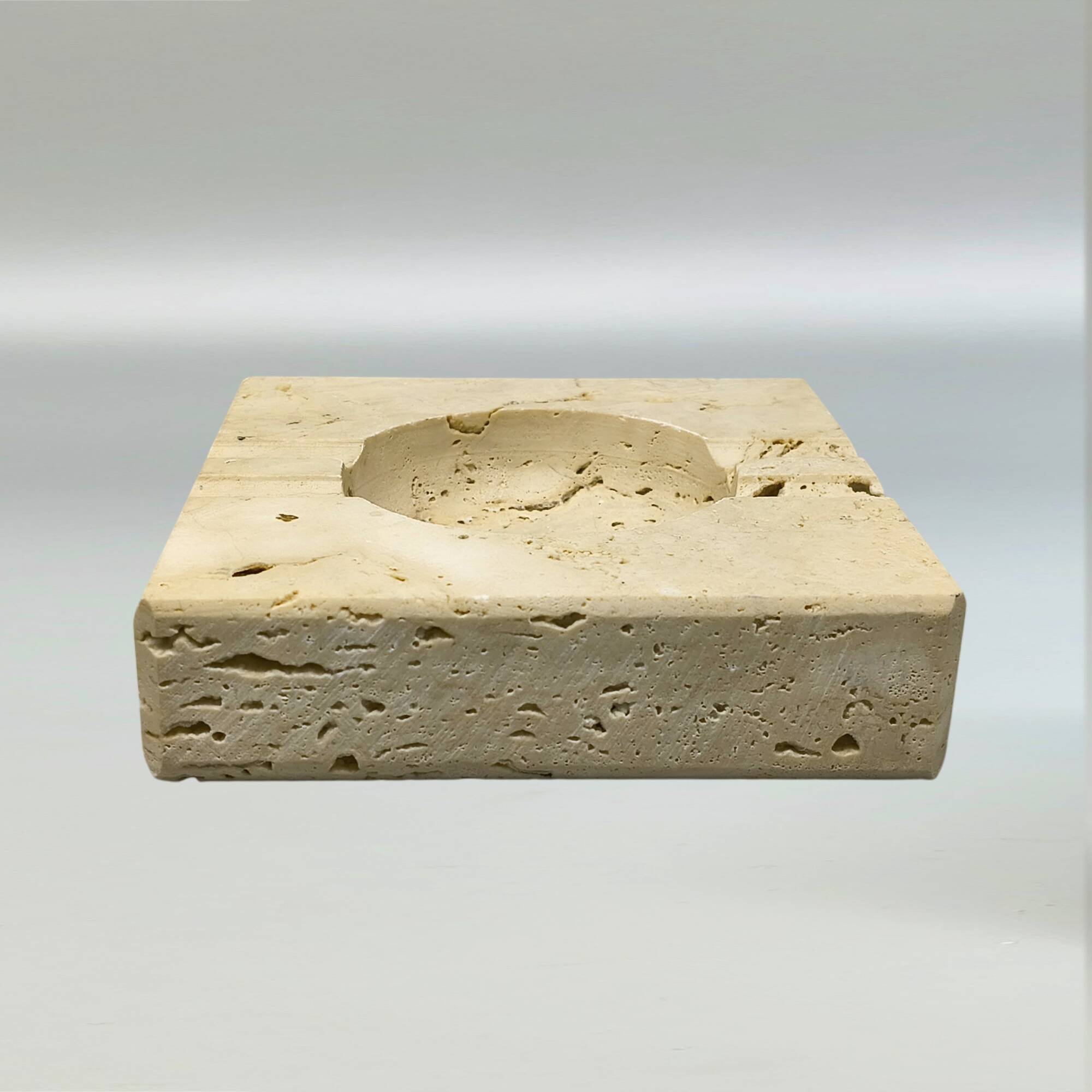 Rare 1970s travertine smoking set by Enzo Mari for Fratelli Mannelli
