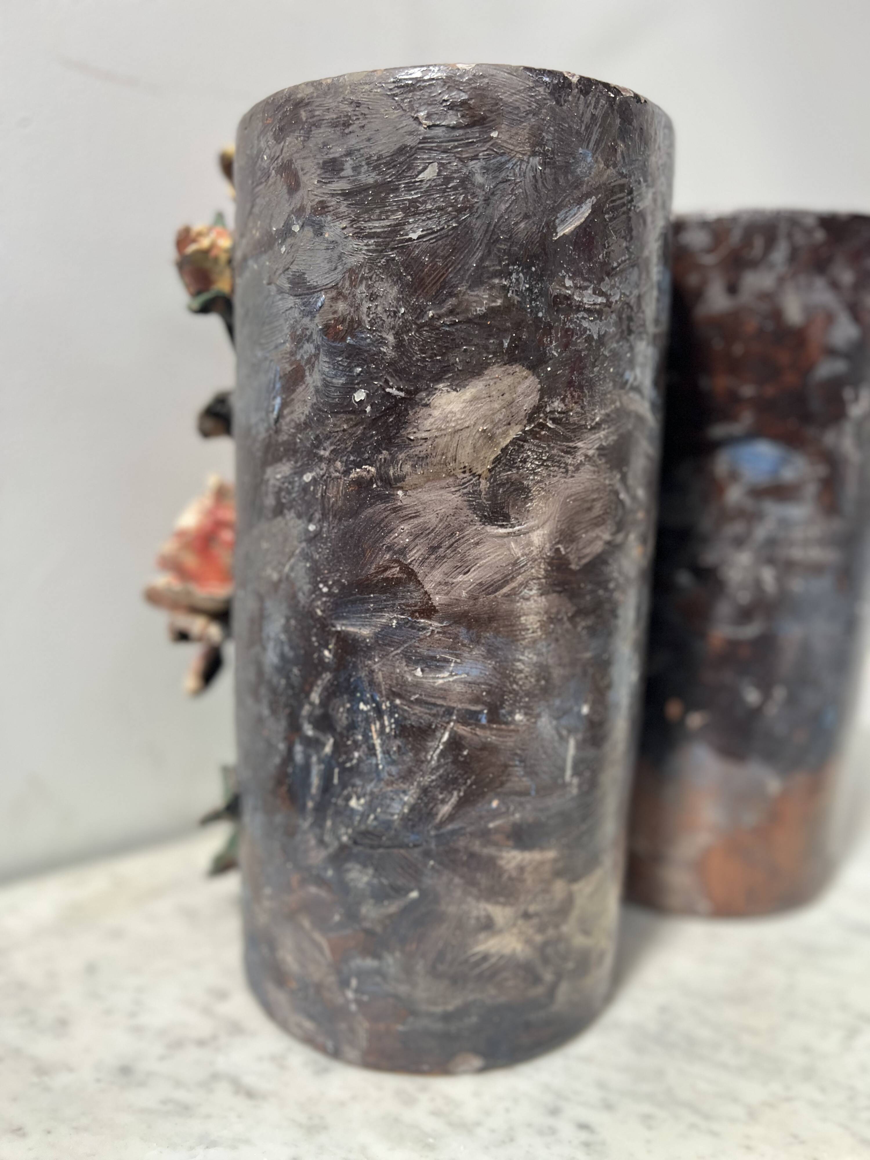 Pair of 20th century slip tube vases