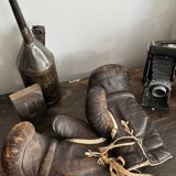 Old pair of leather boxing gloves