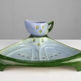 Rare Art Nouveau ceramic 3-piece asparagus set by Julius Dessler, Austria