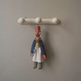 Vintage Middle Eastern decorative wooden puppet hand carved and painted