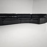 'Bogo' leather canapé in black, Carlo Bartoli for Rossi di Albizzate, 1970s.