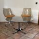 Table vintage modulable. 1970. Inox et verre. Italie.