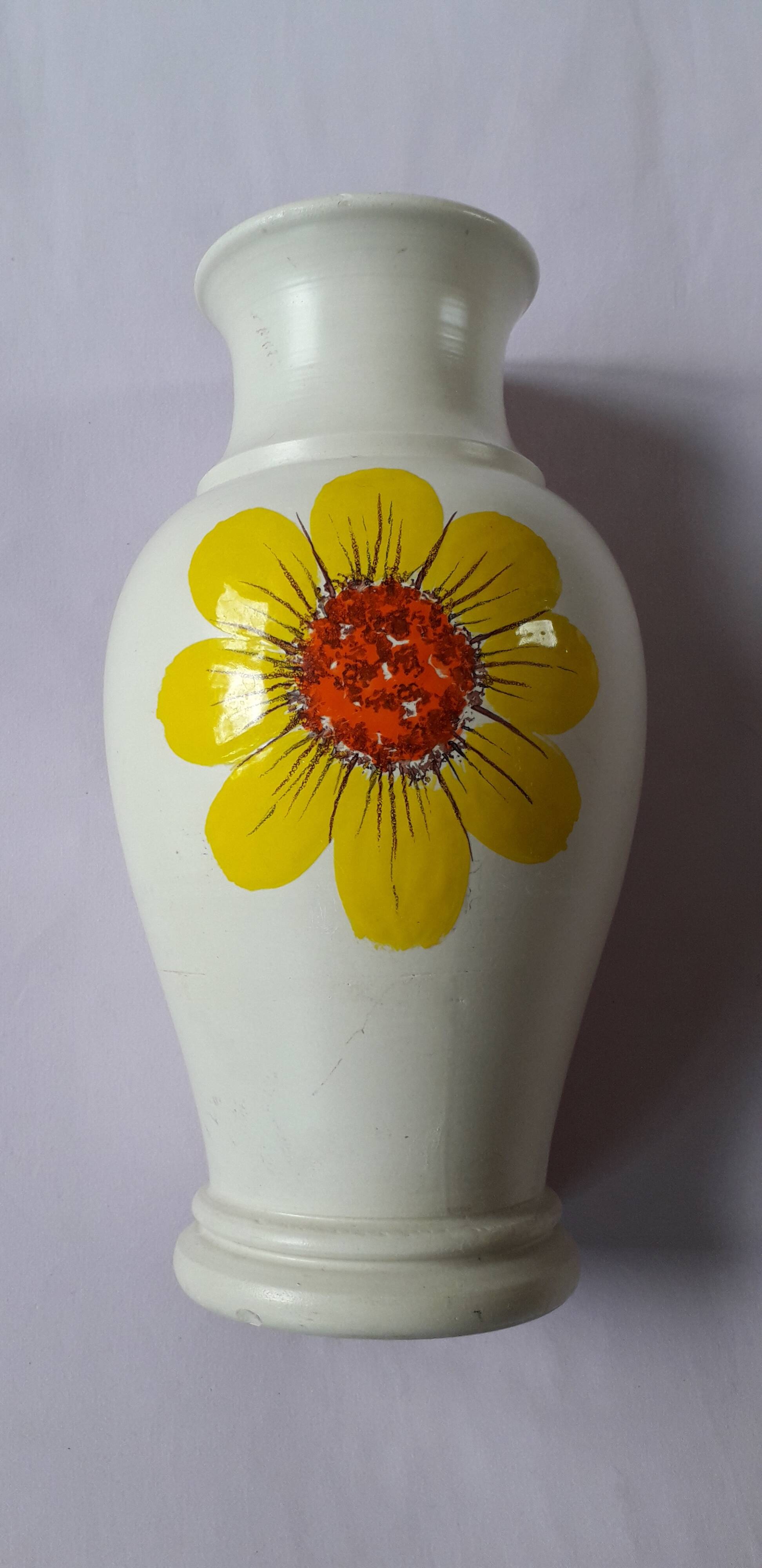 Large vintage vase with floral decoration