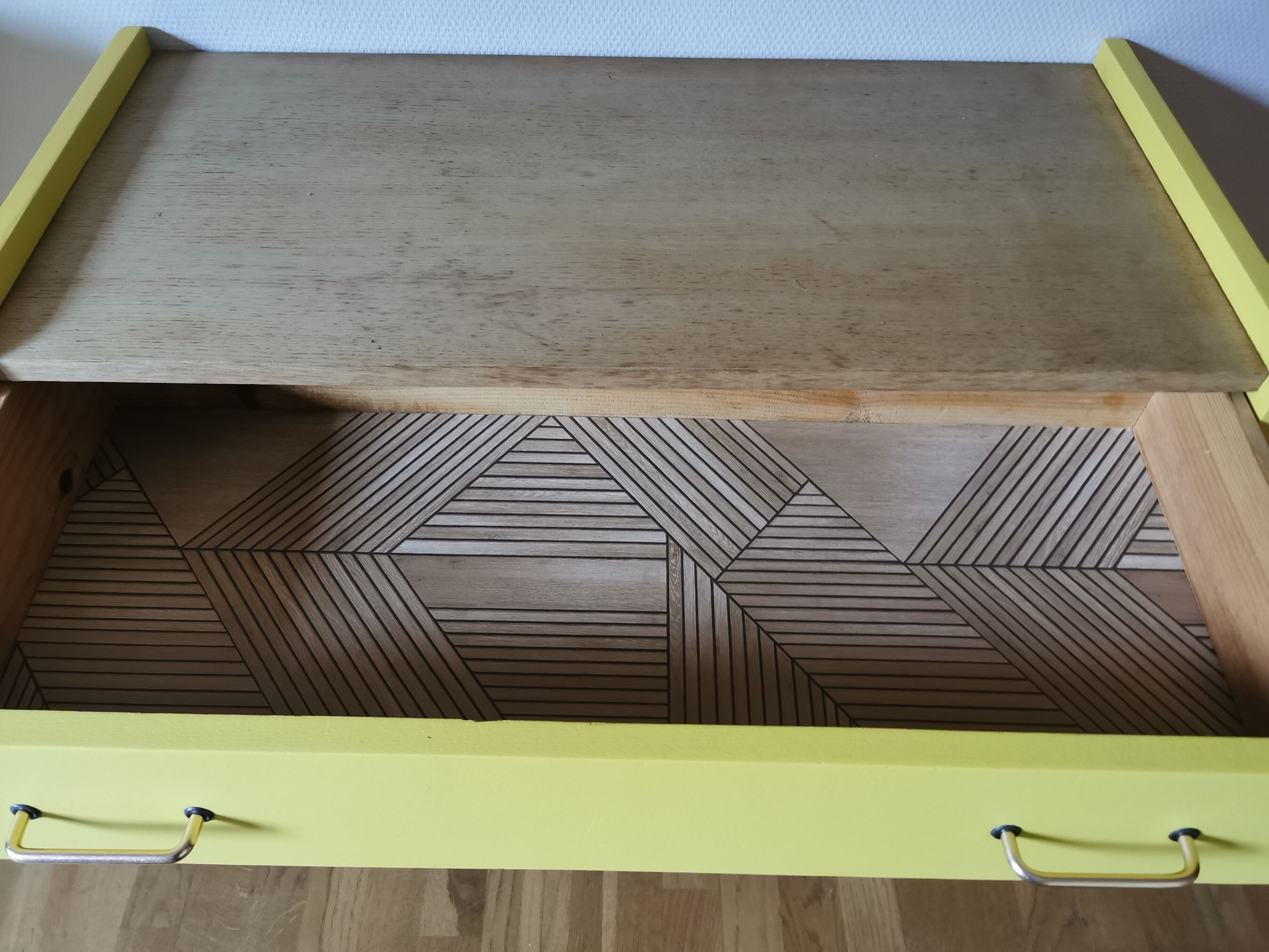 Vintage chest of drawers restyled feet compass