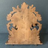 Black Forest carved wooden wall console, harness with wolf decoration