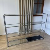 USM Haller shelf in glass and Graphite Black