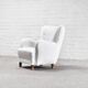 Fritz Hansen Model 1669 Lounge Chair In White Wool, Denmark 1940's