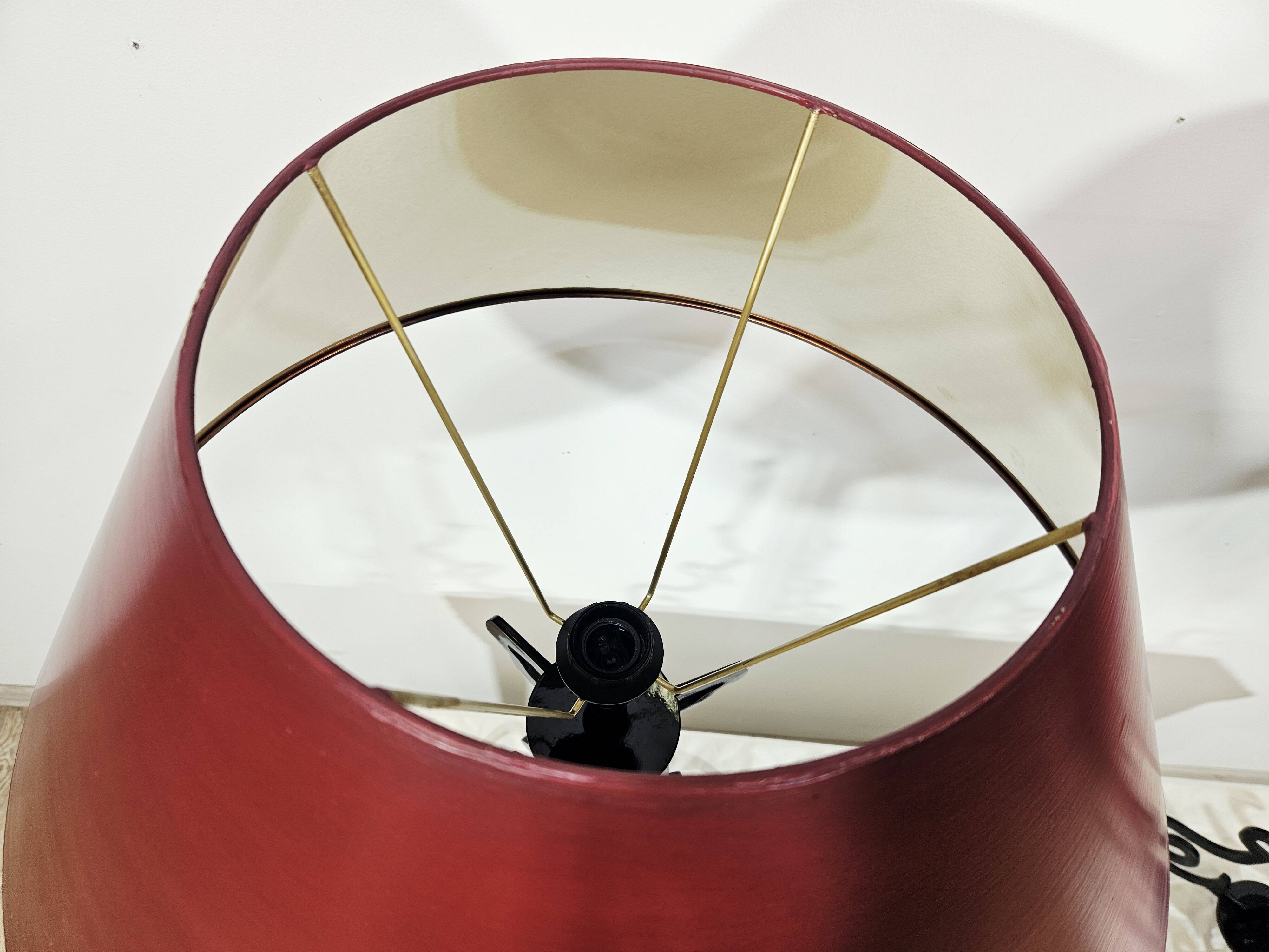 Paire Unique de Lampes de Table/Art Déco/Vintage – Bourgogne et Or/Années 1980